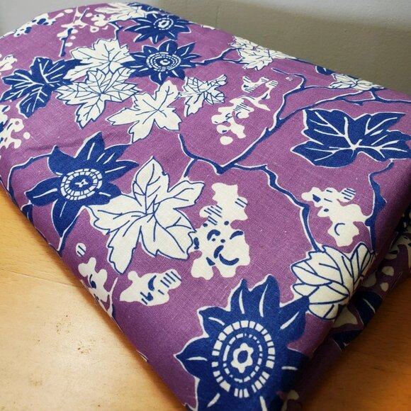 COTTON FABRIC FLORAL PRINT NEW 148" x 30" PURPLE BLU  WHITE CRAFT SEWING QUILT - Picture 5 of 5